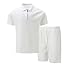 Overalls Shorts All White Outfits For Men Casual Summer Track Suit 2 Piece Short Sets Short Sleeve Sweatsuit Outfits 1/4 Zip Mens Summer Shirts