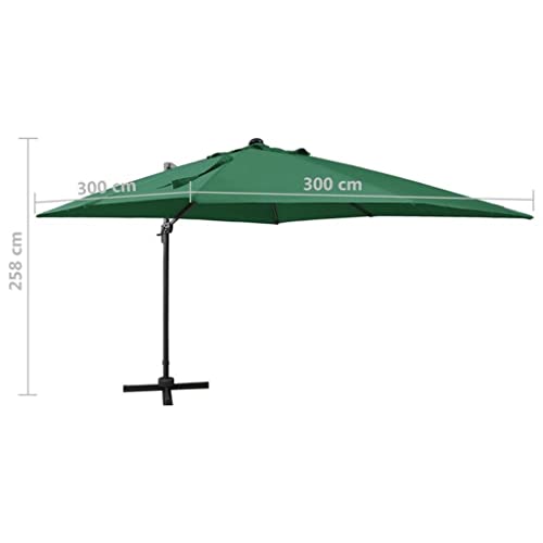 Walnut Patio Hanging Umbrella Cantilever Patio Umbrella Square Umbrella 360°Rotation Tilting System With Led #TOP4