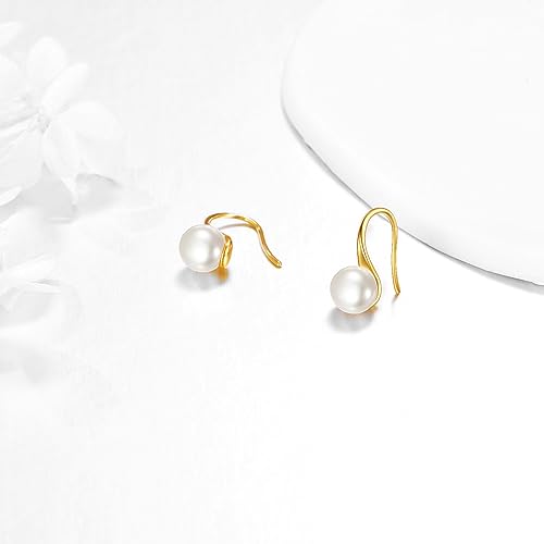 KECHO 14K Gold Freshwater Pearl Dangle Earrings Real Gold Pearl Drop Jewelry Anniversary Birthday Gifts for Women4