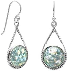 Ancient Roman Glass Rope Frame Earrings Sterling Silver