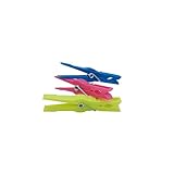 Broxan Plastic Colored Clothespins - 24 Count, Hang Clothes, Organzie Decorations, Art Display, Laundry Clothespins, Card Holders, Colored Plastic Clothespins for Hanging Items