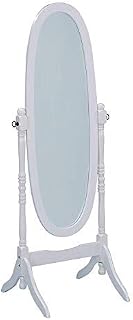 Roundhill Furniture Traditional Style Wood Cheval Floor Mirror, White