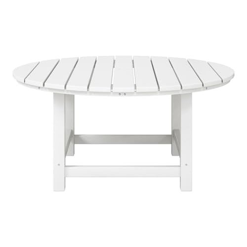 WestinTrends Malibu Low Outdoor HDPE Round Patio Coffee Table, White