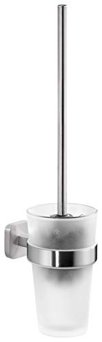 Preisvergleich Produktbild tesa ESTEETIC Toilettenbürsten-Set, verchromt, mit satiniertem Glas - zur Wandbefestigung ohne Bohren, inkl. leistungsstarker Klebelösung - 137 mm x 95 mm x 397 mm