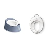 BabyBjörn Smart Potty, Deep Blue/White & BABYBJORN Toilet Trainer, White/Gray, 1 Count (Pack of 1)