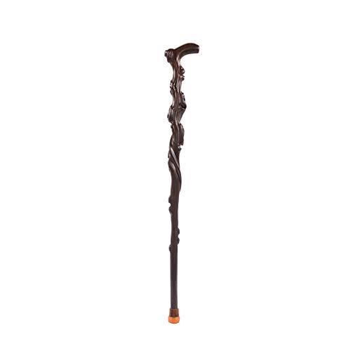 Bastones de madera para ancianos, bastón de anciano, bastón de tallado de madera, bastón de aliso negro, bastón de anciano, bastón en forma de T, muletas antideslizantes para ancianos