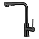 WOOHSE Küchenarmatur mit Brause Ausziehbar, Hochdruck Wasserhahn Küche Schwarz 360° Drehung, Spültischarmatur mit Brause zwei Wasserstrahlarten, Küchenwasserhahn aus Edelstahl, Mischbatterie