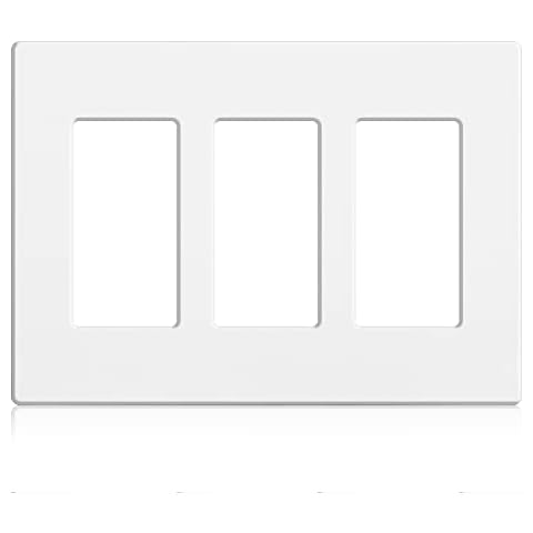 3-Gang Screwless Wall Plate Decorator Outlet Covers for Electrical Outlets,Light Switch,Hidden Screw Face Plates Size 6.34”x4.64” (1-Pack) Cover