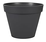 EDA   Pot de Fleur Rond Toscane Ø 40 cm   23 L   Intérieur & Extérieur   Zone de rétention d'eau pour Limiter l'Arrosage   Plastique Recyclé   Ø 39,5 x H.31 cm   Gris Anthracite