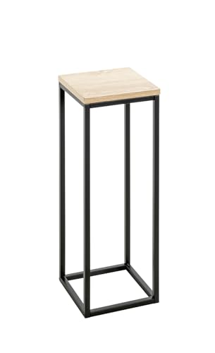 HAKU Möbel Blumensäule, Eiche, schwarz (Eiche Natur), MDF, Metall - Maße: B 19 x H 54 x T 19 cm, Style: Modern