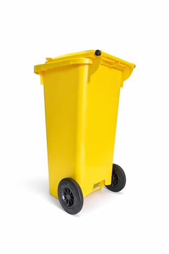 Image of OTTO Plastic Manual-Lift Garbage Waste Dustbin with Wheels 120 Ltr Yellow