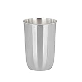  H.Bauer jun. Versilberter hoher Becher 10 cm silberner Trinkbecher mit Perlrand glatt poliert