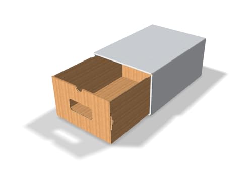 Dressing Malin Boîtes de Rangement en Carton, 32 x 22 x 14 cm, Lot de 10, Bicolore, avec Fenêtre, Multi-Usage pour Chaussures et Accessoires, Empilable, Montage Facile