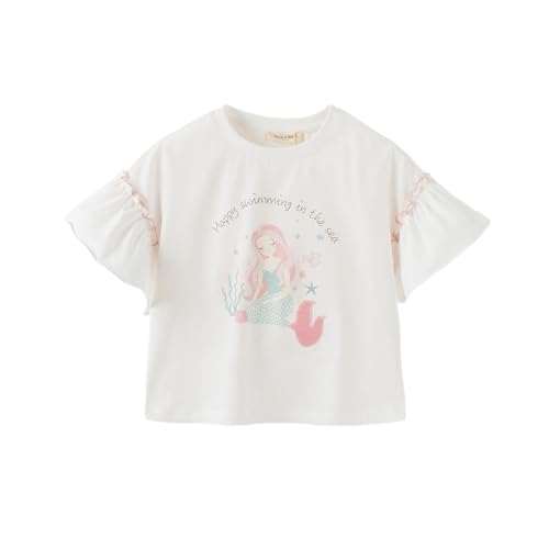 Image of DAVE&BELLA Girls Short Sleeve Polo Shirts Quick Dry Ruffle Golf Tennis T Shirts Rabbit Print School Uniform Tops for Aged 1-8