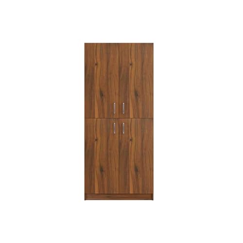 Image of VIKI Wardrobe | Wooden Almirah for Open Shelves with 4 Small Door Wardrobe (Brussel Walnut - 40D x 80W x 180.8H) | 1 Year Warranty | Free Assembly