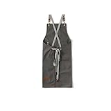 mophrati Leinenschürzen für Herren, mehrfarbig, Herrenschürze, Schürze mit Vordertaschen, verstellbar, Heimbedarf für Grillrestaurant, grau
