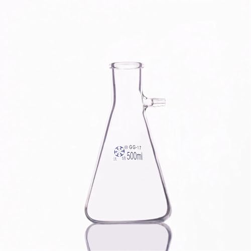 Windzerdong Filtering Flask with Side Tubulature,Capacity 500ml,Triangle Flask with tubules,Filter Erlenmeyer Bottle