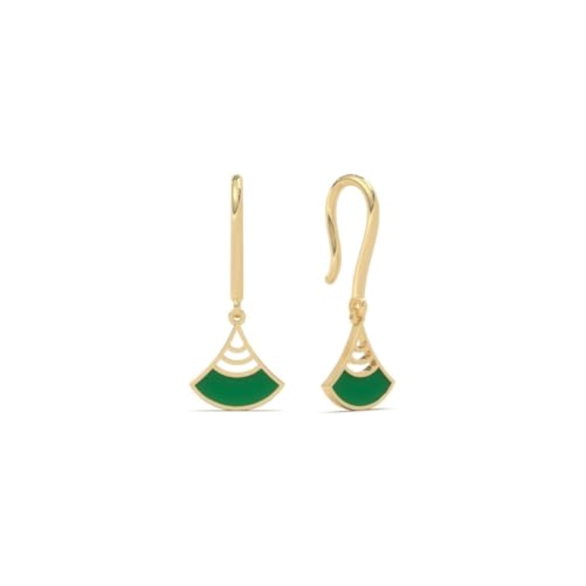 Women's Emerald Fan Earrings, 18KT Gold Vermeil, Certified