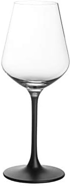 Villeroy & Boch - Manufacture Rock, White Wine Glass Set, 4 Pieces, 380 ml, Crystal Glass, Transparent/Black