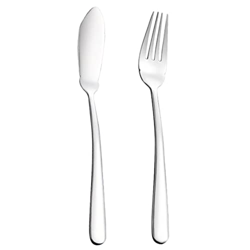 OFFSCH Edelstahl Fischbesteckset Fischmesser Fischgabel Westliches Essgeschirr Für Dinnerparty Camping Comfort Griff Kompakt
