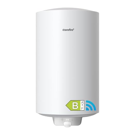 COMFEE' D80-15EFG-ES Calentador de agua eléctrico vertical, Wi-Fi, control remoto por smartphone, montaje en pared sin necesidad de taladrar, 80 L, tamaño compacto, fácil de instalar