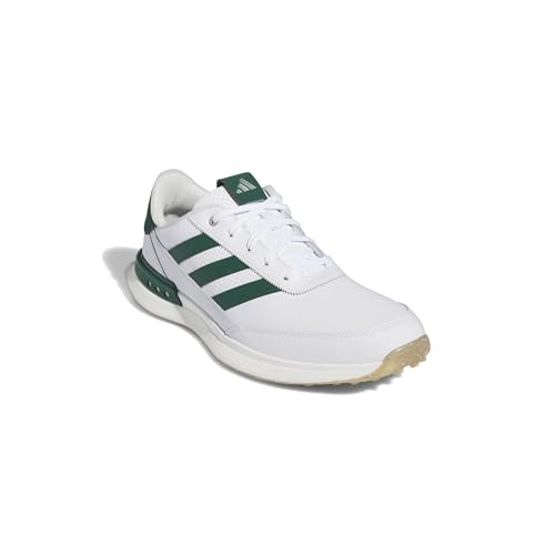 adidas Sapatos de golfe masculinos S2g Spikeless Leather 24, Ftwrwhite/Collgreen/Gum4, 8.5