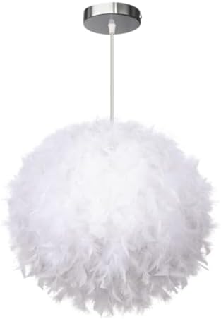 Suspension Luminaire Plume Lustre Intérieur Abat-Jour en Blanc Pl...