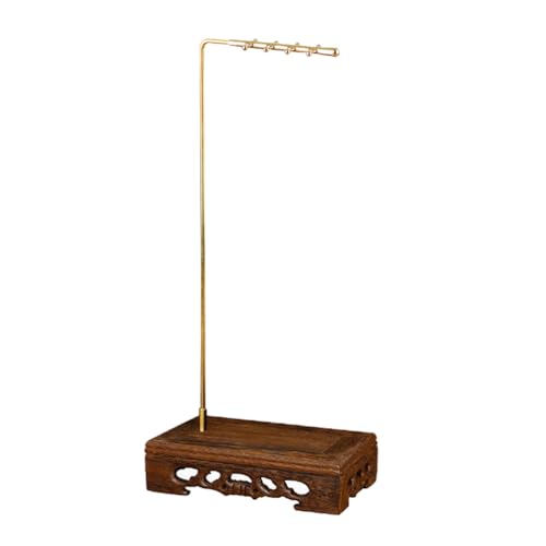 Image of Vintage Wooden Calligraphy Brush Holder - Chinese Brush Hanger Rack for Desktop, Multipurpose Pen Stand, 14.56 X 6.69 X 4.33 Inches