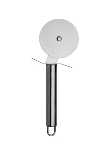 Paslanmaz Çelik Pizza Kesici ve Hamur Ruleti; 18 cm, 6 cm çap, Ergonomik Saplı