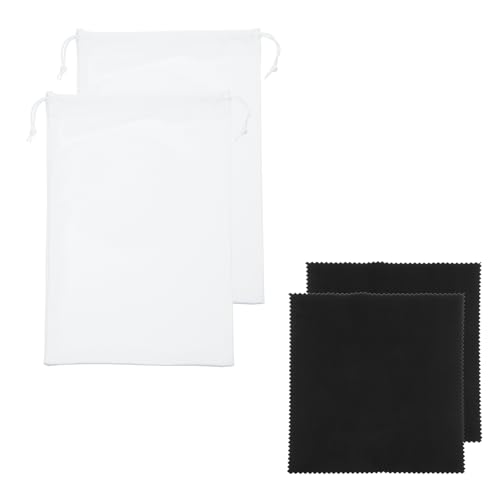 YELARXI Bolsa para óculos de esqui, bolsa de microfibra com pano de limpeza, bolsa de cordão, capa de armazenamento macia, 2 peças e ajuste branco para óculos de natação de neve/óculos de sol/câmera)