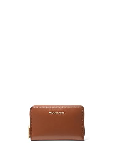 Image of Michael Kors Jet Set Small Zip Around Card Case, Gold-Tone Hardware /Sahara Leather /Luggage