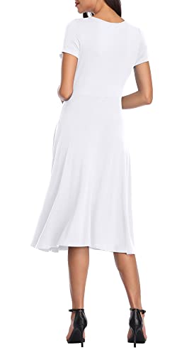 Image of Urban CoCo Women's Floral Print Short Sleeve Flared Midi Dress