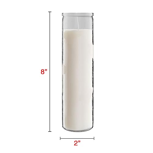Alternative view of Simply Soson 2x8 inch 7 Day White Pillar Candles in Glass Set of 3, Up to 90 Hour Burn time, Unscented Prayer, Religious Candles for Memorials, Vigil, and Emergency