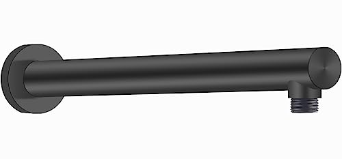 Drenky Brausearm Schwarz,Duscharm 40 cm Wandarm Dusche Edelstahl A2 V2A Brausearm Runden für Kopfbrause Verlängerungsarm für Regenduschkopf,Schwarze Lackierung