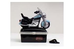 PHB hinged boxes cherrywood finish adorn with famous Harley Davidson Soft-Tail