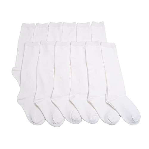 Angelina Girls Classic Uniform Knee-High School Socks (12-Pack), #3102_WhiteM