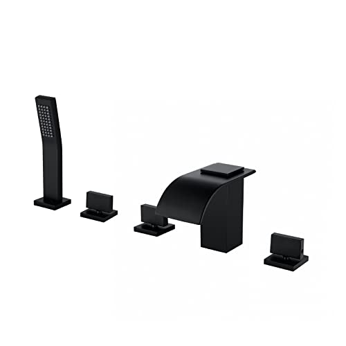 Robinetterie baignoire cascade luxe noir mat haut de gamme