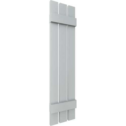 12 in. W x 51 in. H Builders Edge, TailorMade Three Board Spaced (2 Batten), Board-n-Batten Shutters, Includes Matching Installation Spikes (Per Pair), 945 - Platinum