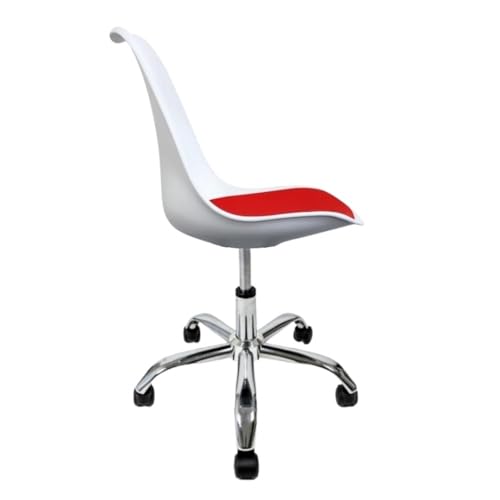 Image of Amazon Brand - Umi Height-Adjustable Modern Revolving Rotary Arm Office Study Desk Chair - Ideal for Spa, Bar, Home - White & Red Color