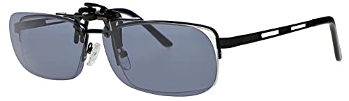 Polarized Clip on Flip up Plastic Sunglasses, Large Tru Rectangle, 60mm or 2.36in Wide X 38mm or 1.50" High (128mm or 5" Wide), Polarized Gray Lenses3