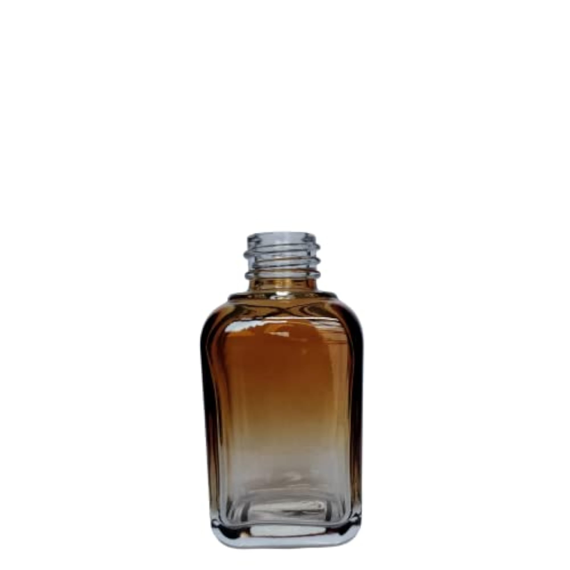 Amber Gradient Square Glass Bottles with Golden Black Dropper, Pack of 4