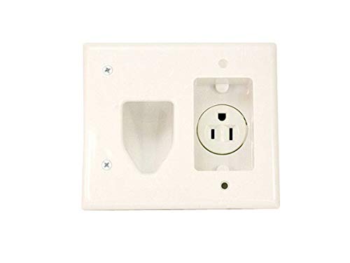 Monoprice Recessed Low Voltage Cable Wall Plate - with Recessed Power, White