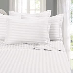Elegant Comfort #1 Bed Duvet Cover Set on Amazon - Super Silky Soft - 1500 Premier Hotel Quality Luxurious Wrinkle, Fade, Stain Resistant 3-Piece Stripe Duvet Cover Set, King/Cal-King, White