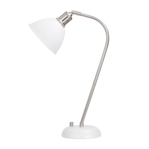 Image of HarvestLand Halo Desk Lamp, Reading Lamp for Home Office, White | 345 adjustable pharmacy-style lamp with solid base for nightstand, reading, and bedroom decor.