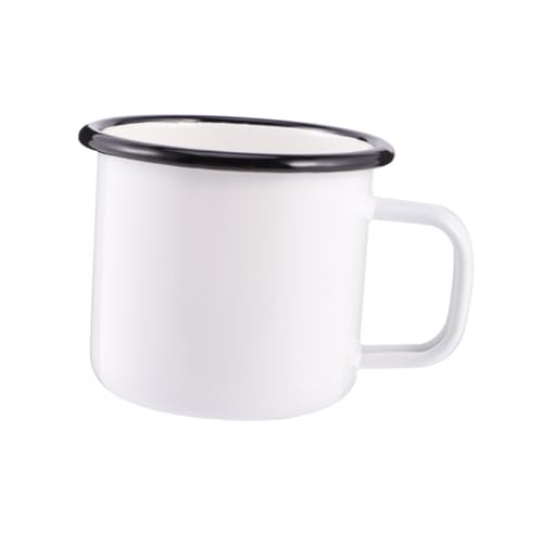 Healifty Taza de Esmaltada Negra de Resistente y Retro y Uso Diario para Microondas y Lavavajillas