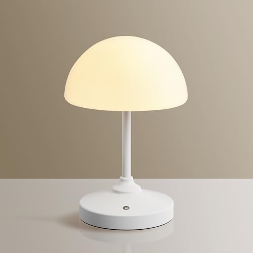 Image of Mushroom Lamp Cordless Lamp Table Lamp,Outdoor Waterproof Shower Lamps,5000mAh Rechargeble Battery Operated Dimmable Touch Desk Lamps,LED Night Light for Bathroom Patio Camping Outdoor(White)