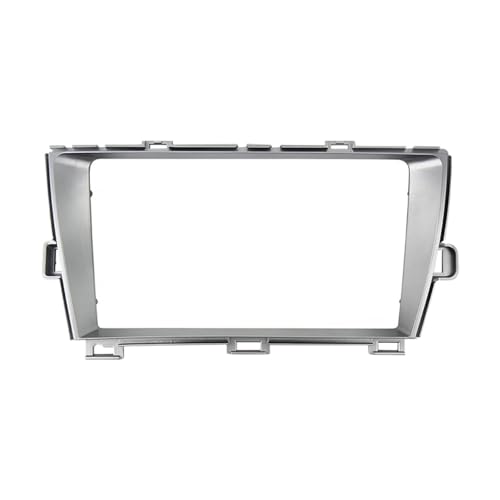 Njprmbq Cadre Radio Montage 9 Pouces pour Toyota pour Prius 2010 Autoradio Fascia Stéréo Panneau Audio Refit Surround Garniture Cadre Tableau Bord Kit Facia Couverture(RHD Frame-Silver)