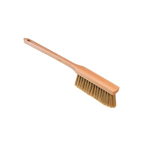 ToM PaR Scheuerbürste aus Holz | Ergonomischer Holzgriff | Feine Borsten | Nicht kratzend | Bruchsicherer Langer Stiel | Verformt Sich Nicht | Für das Auto | Für den Haushalt | Länge: 43 cm