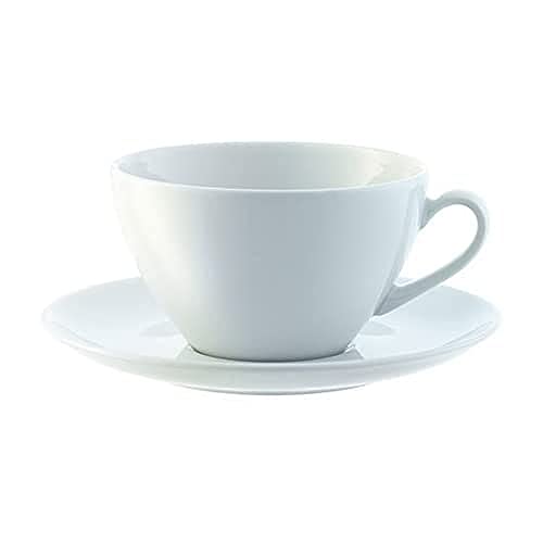 LSA DI07 Dine, tazza da cappuccino con piattino, 0,35 l, Confezione da 4