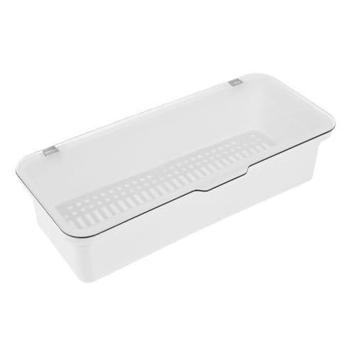 Mobestech Caja De Almacenamiento De Cubiertos Cubertero De Cocina Bandeja De Plástico para Cubiertos Organizador De Utensilios De Cocina Contenedor De Palillo Blanco Páginas Reutilizable